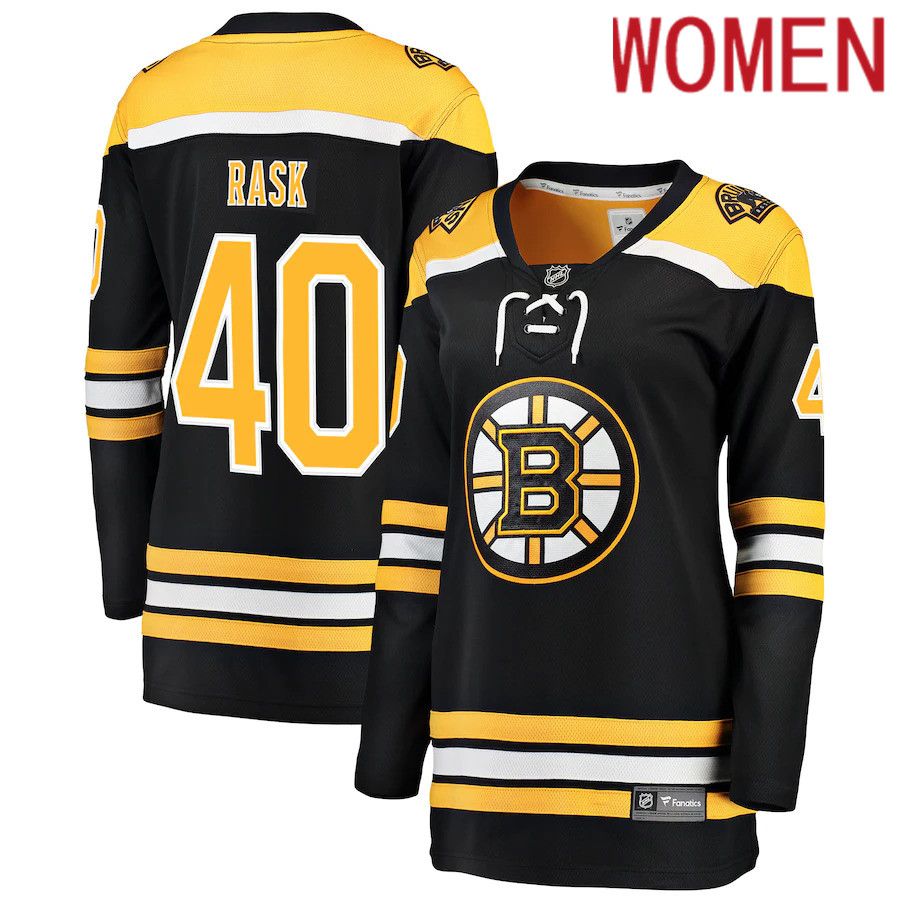 Women Boston Bruins #40 Tuukka Rask Fanatics Branded Black Home Breakaway Player NHL Jersey-0